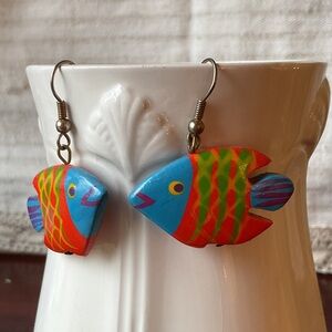Handcrafted Blue & Red Tropical Fish Earrings - Colorful Pet Fish Design